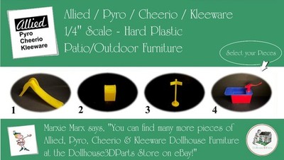 ALLIED / PYRO / CHERRIO / KLEEWARE Vintage Dollhouse Furniture, 1/4'' Scale