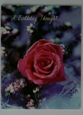 Vintage Pink Rose Happy Birthday Greeting Card Mid Century USA Matching Envelope