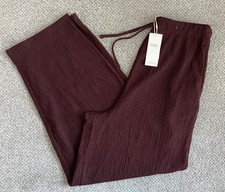 NEW M&S Ladies Burgundy Textured Elasticated Waist Carrot Leg Trousers Size 12L