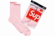 Supreme / Hanes Pink Crew Socks 4-Pack Size 6-12 Fast Free Shipping    
