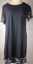 Loft Dress embroidery shift black & white size small