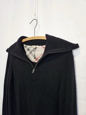 Burberry brit half-zip 100 cashmere elbow patch sweater Large