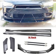 For Mitsubishi Lancer Carbon Side Skirt Extensions Front Bumper Lip Splitters