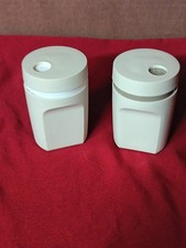 Vintage 1980s Tupperware Salt And Pepper Shakers Almond Beige #1471 Made In USA