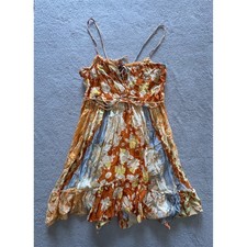Intimately Free People Endless Summer Storm Orange Floral Mini Sun Dress Size M