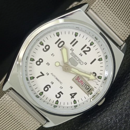 VINTAGE SEIKO 5 AUTOMATIC 6309A REFURBISHED JAPAN MENS WHITE WATCH a441744-1