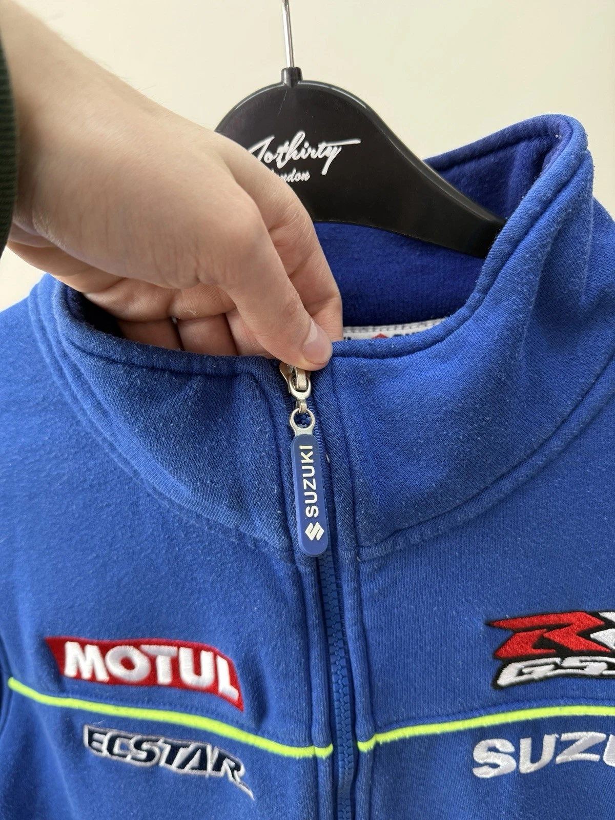 Vintage Suzuki MotoGP Team Jacket Mens Blue Full Zip Racing Motul Logo image 5