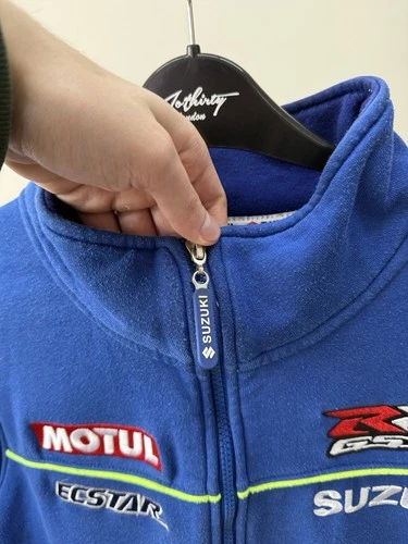 Vintage Suzuki MotoGP Team Jacket Mens Blue Full Zip Racing Motul Logo image 5