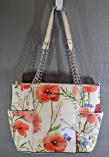 Dana Buchman Poppy Floral Satchel Handbag Whi...