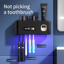 Smart Toothbrush Holder UV Disinfection Wall Mounted Dryer Automatic Dispenser