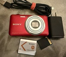 Sony CyberShot DSC-WX80-WI-FI RED-16.2 MP-Digital Camera-SD Card-Charger
