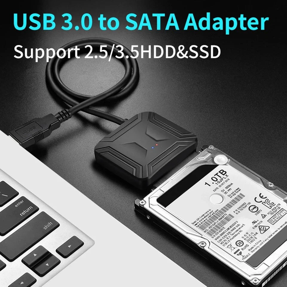 USB 3.0 to SATA External Hard Drive Reader 2.5" 3.5" HDD SSD Power adapter - Image 2 of 4