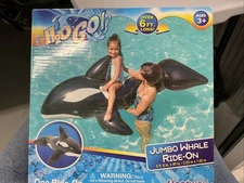 H20 Go! Ride On Jumbo Whale - Over 6ft! Pool Float