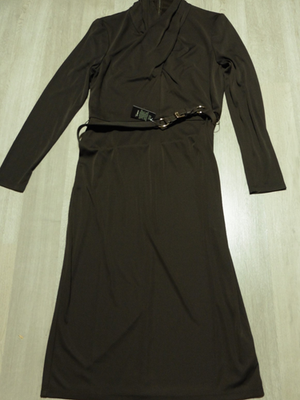 belted mockneck jersey dress Ralph Lauren Belted Mockneck Jersey Dress In Honey Tan