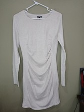 Express Medium Gold Cream Sparkle Long Sleeve Knee Length Knit Dress Holiday