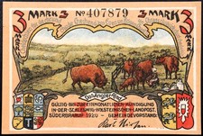 SÜDERBRARUP 1920  Beef Cattle  3 Mark German Notgeld Bull/Cows Complete