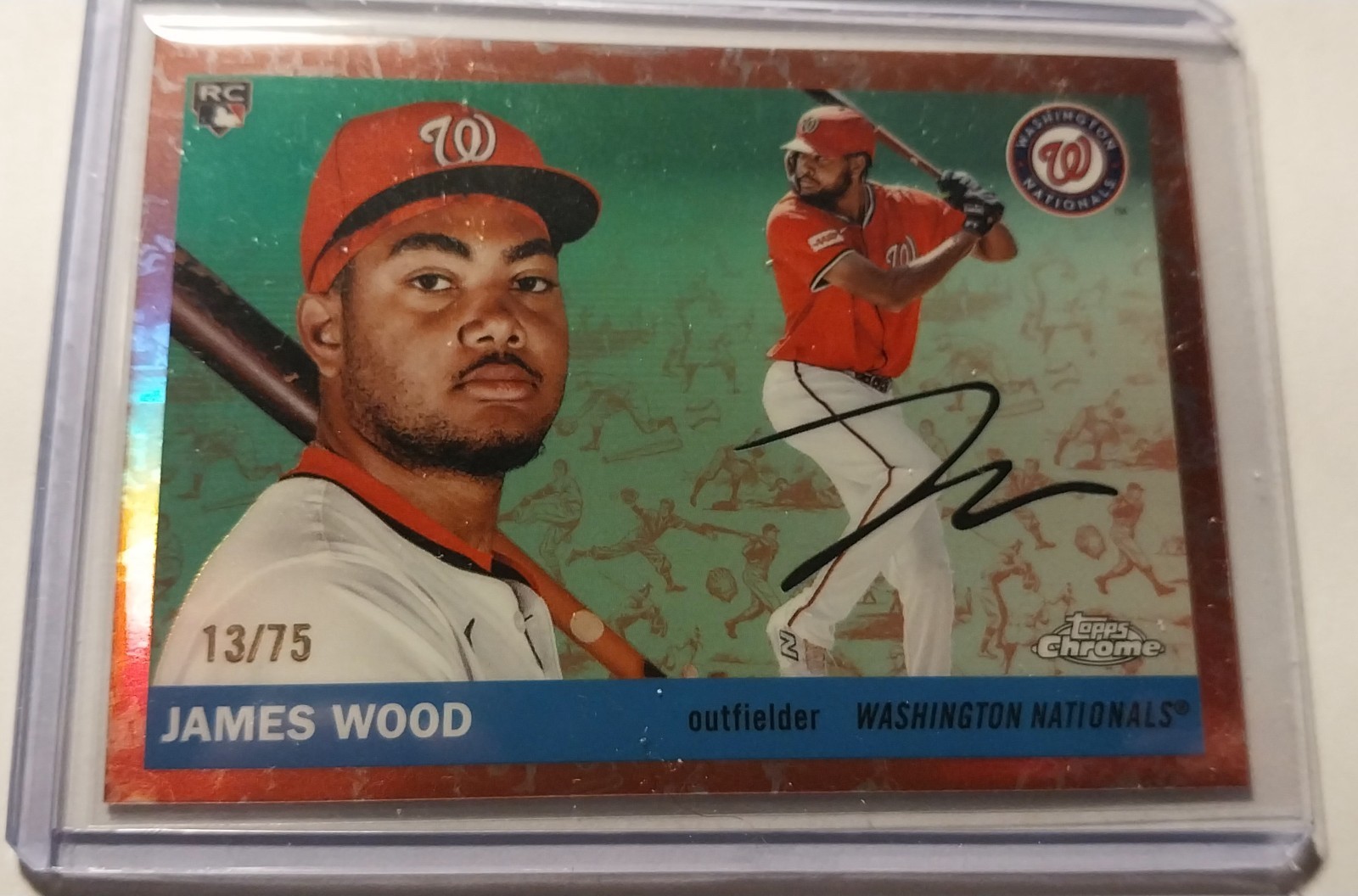 2025 Topps Chrome Platinum James Wood Rose Gold Refractor /75 RC #367 Nationals