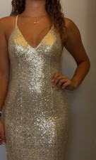 Gold Shimmery Maxi Gown Formal Dress