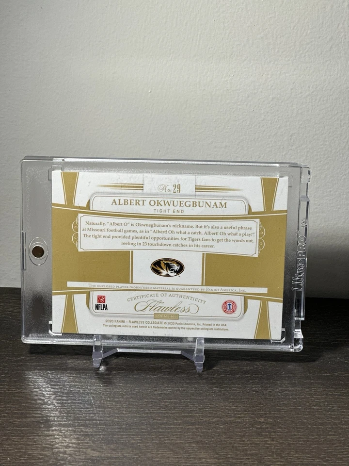 2020 Panini Flawless Collegiate - Rookie Dual Patches Albert Okwuegbunam /5 - Image 2 of 2