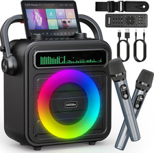 Macchina Karaoke per Adulti - Impianto Portatile con 2 Microfoni, Bluetooth/TF