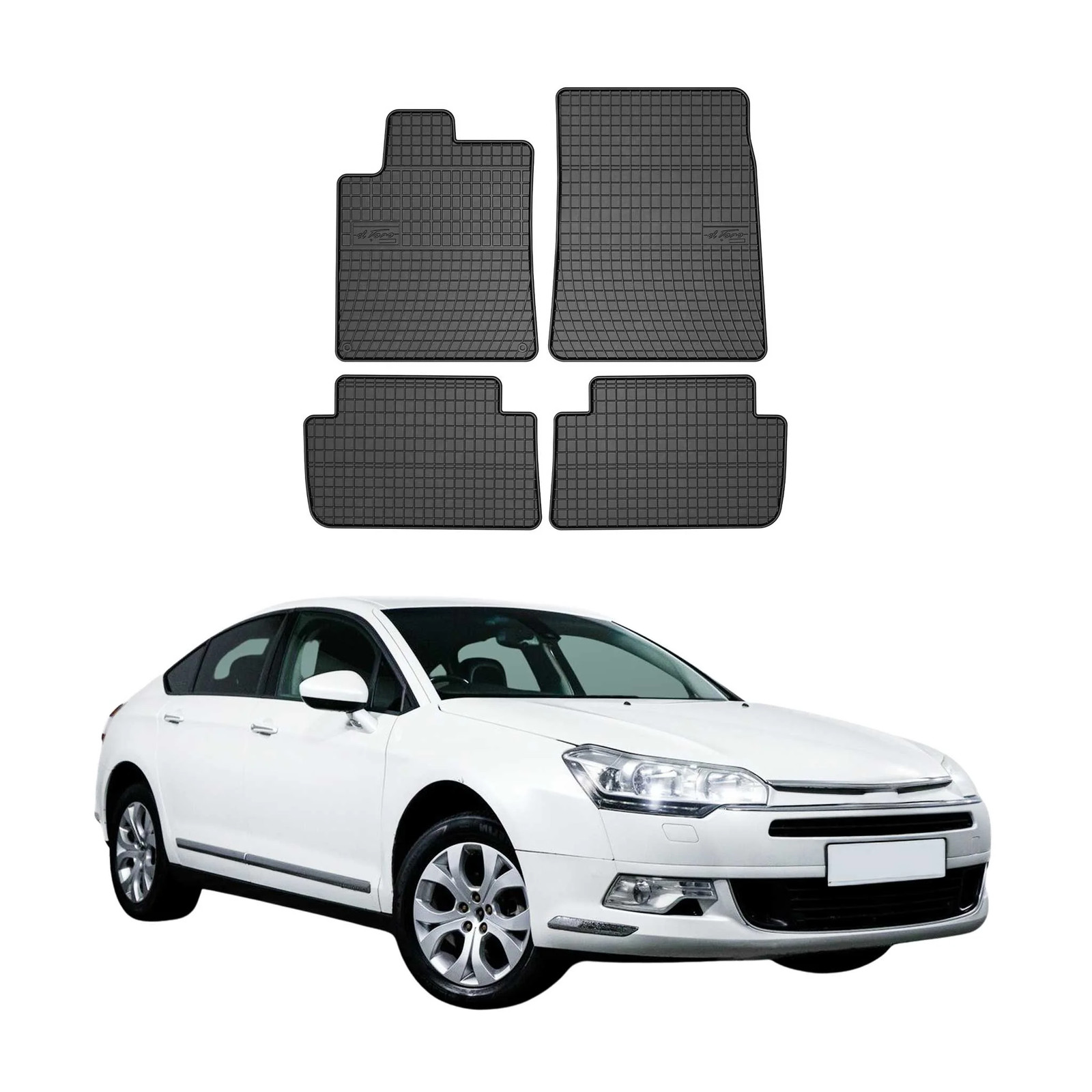 Tapis de sol Citroen C5 2001-2004 en caoutchouc noir sur mesure