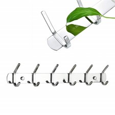 Stainless Steel Wall Mounted Coat Hooks & 12 Hook Rail Towel Kitchen Utensil
