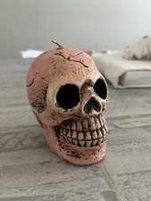 Vintage Bleeding Skull Candle Made in USA Pink Black Spooky Halloween RARE NICE.