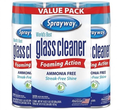 Sprayway Glass Cleaner Aerosol, 19 Oz -(3 Pack)