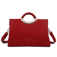 Gallantry, Damen Handtasche Genarbt Mit Festem Griff Und Schulterriemen, Rot