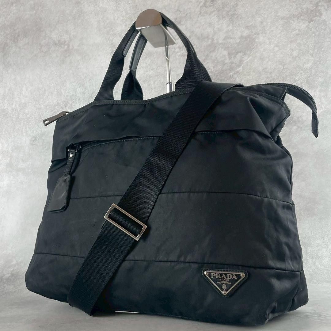 Prada Black Leather 2-Way Shoulder Bag A4 Tote Business Handbag