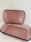 Set 2 Vintage Pyrex 232-R Cranberry Glass Casserole Baking Dish 2QT 11x 7x 1.5