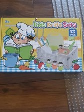 Kids Knife Set Play Kitchen - Green  White, 13-Piece