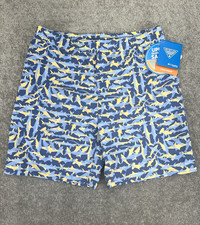COLUMBIA Boys PFG Omni Shade Swim Trunks Shorts LG 4/16 Shark Blue UPF50 NWT
