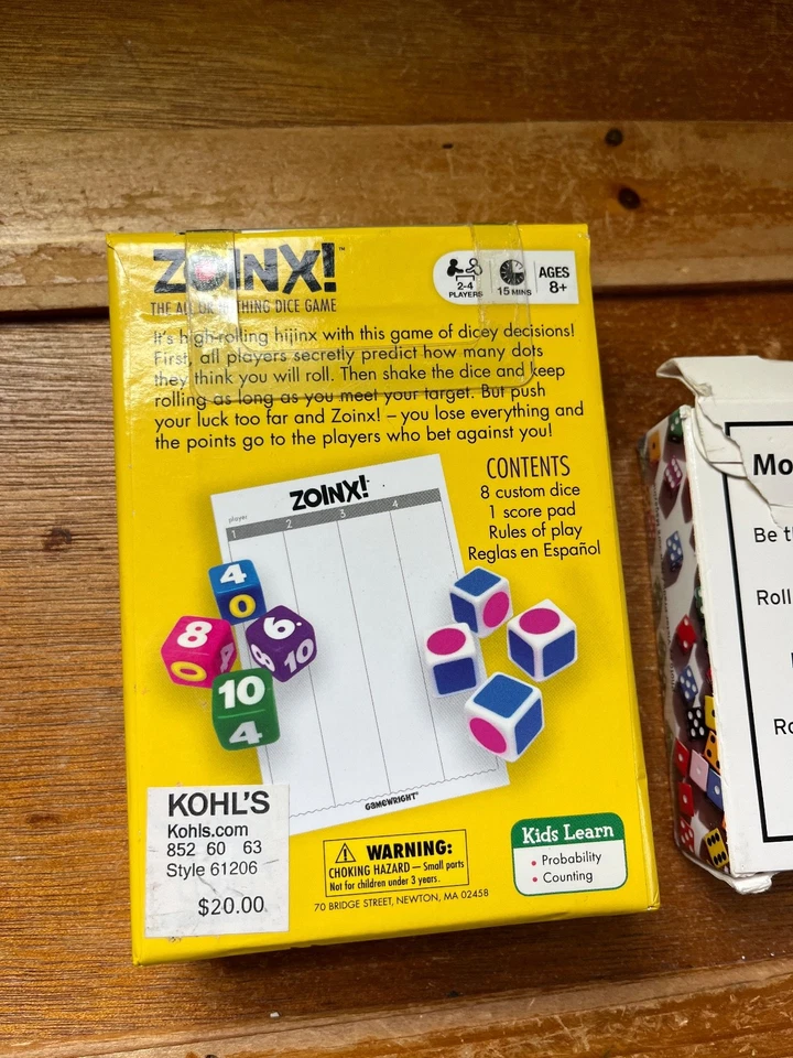 Lot of ZOINX! The All or Nothing Dice Game & TENZI 77 Ways to Play Cards - inclu - Image 4 of 4