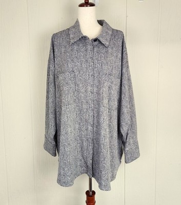 New Athleta Textured Shirt Jacket Women's Plus Sz 3X Button Front Collared Black