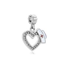 Sombrero de enfermera Love Heart cruz colgante dijes cuentas compatibles con pulseras