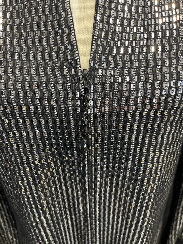Chaqueta tejida ST.JOHN NIGHT Paillette negra plateada talla 10 Foto 3 de 4