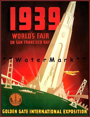 San Francisco Bay 1939 World's Fair Golden Gate Expo Vintage Poster Print  