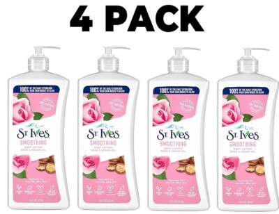 St. Ives, 4 PACK, Rose and Argan Oil, Smoothing Body Lotion, 21 fl oz (621 ml)