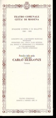 STADTTHEATER MODENA SAISON OPER UND BALLETT 1984/85, CARLO BERGONZI TENOR