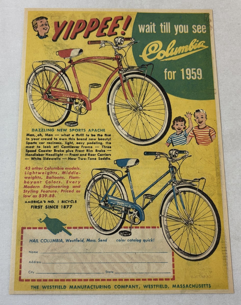 1959 Columbia bicycles ad YIPPEE! Sports Apache