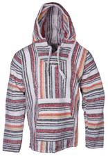 Baja Pullover Hoodie Vintage Striped Hooded Sweatshirt Mexican Baja Jacket