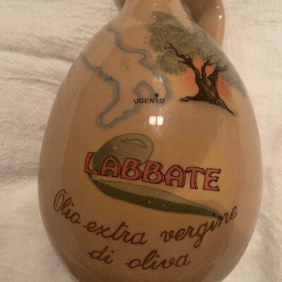 Vintage Olive Oil Jug Italy~Ceramic Corked~LABBATE Olio extra vergine di oliva~9