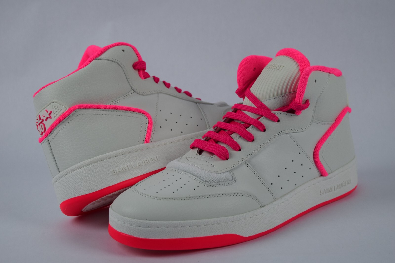 Sneakers medie uomo YSL Saint Laurent SL80 nuove con scatola taglia 45 46 euro rosa pelle bianca