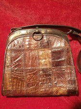 Rarität Vintage Kroko Optik  IRV VON JAGUAR Nobel Handtasche  Leder Tasche   