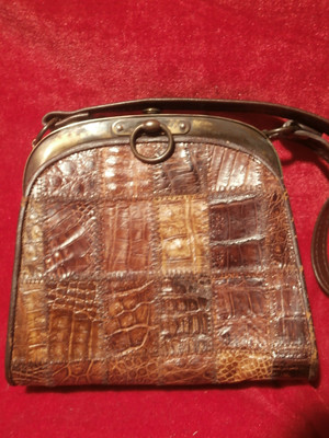 Rarität Vintage Kroko Optik IRV VON JAGUAR Nobel Handtasche Leder