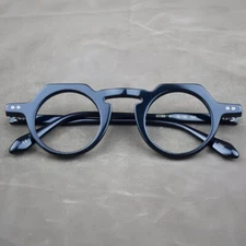 Retro Fashion Acetate Round Eyeglasses Reading Glasses Gray Black Vintage Frames