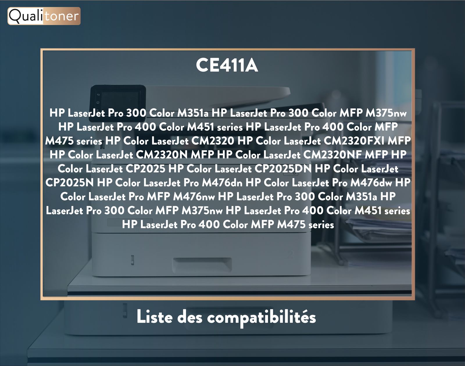 Toner CE411A cyan QUALITONER idéal pour imprimer vos rapports professionnels - 2