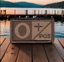 Brown Tan Blood Type O+ Positive Patch Fits For VELCRO® BRAND Loop Fastener