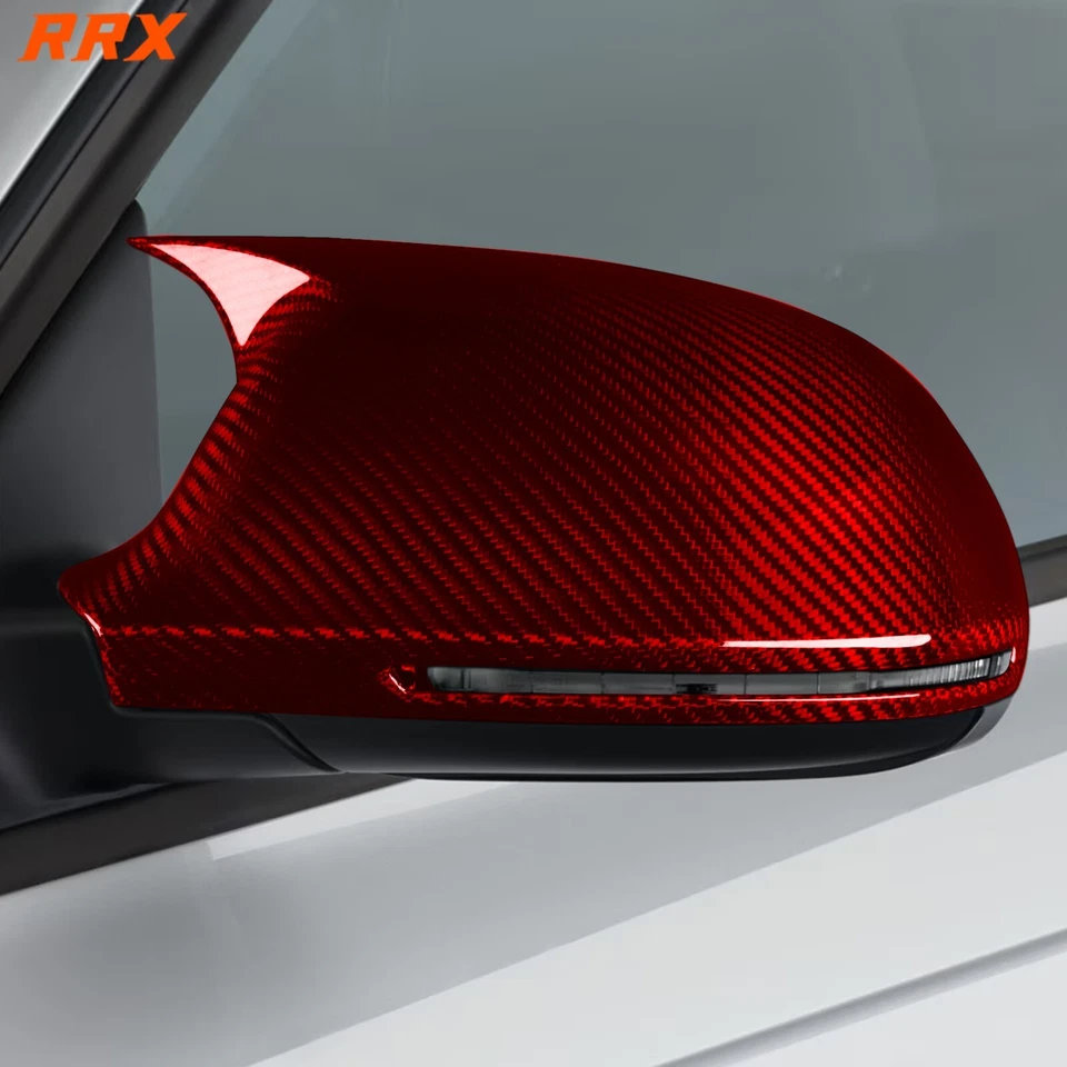 Cubierta de tapa de espejo retrovisor lateral de fibra de carbono seca roja para Audi A4 B8 2009-2012 Foto 3 de 4